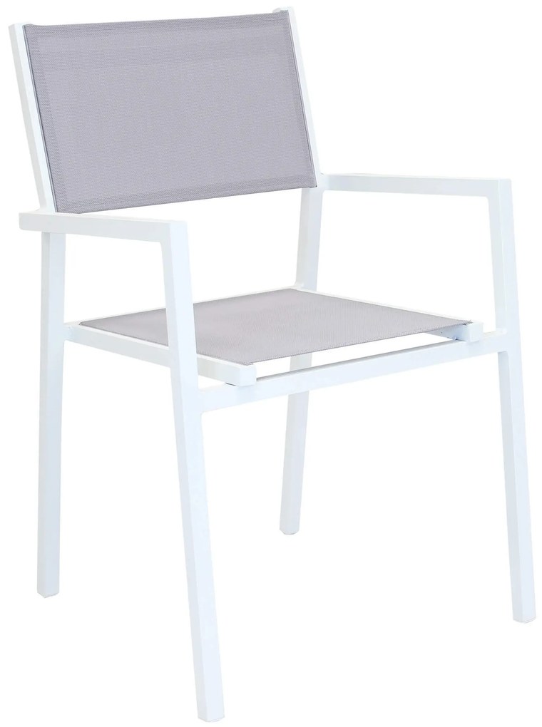 ARGENTUM - set tavolo in alluminio cm 220/280 x 100 x 75 h con 8 poltrone Aulus