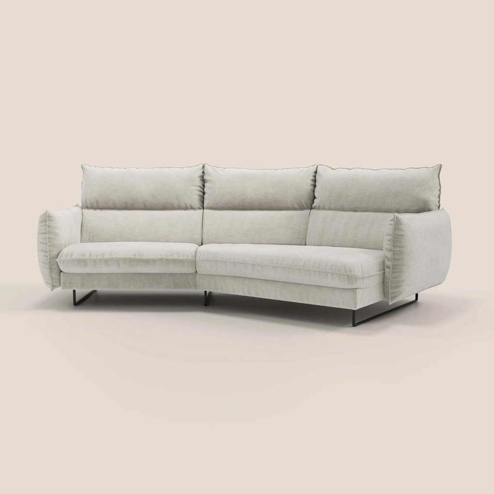 Monamour divano moderno angolare con opzione relax elettrico in microfibra smacchiabile impermeabile T11 panna