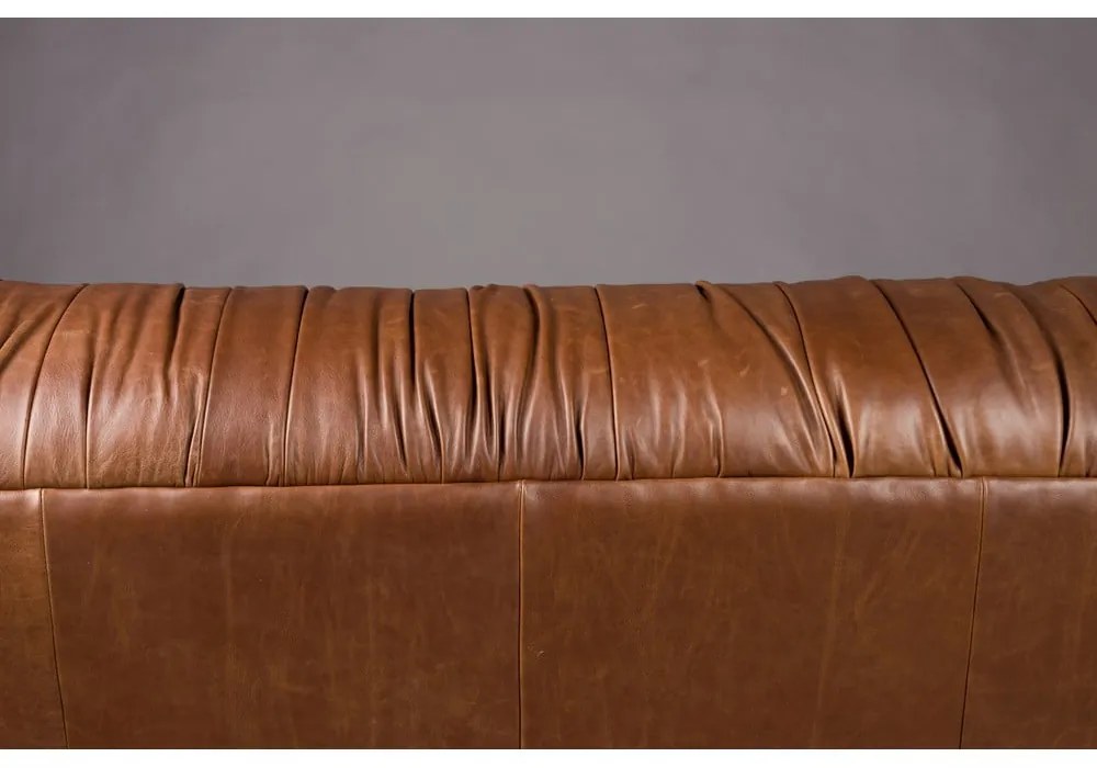 Divano marrone con rivestimento in pelle 214 cm Douglas – Dutchbone