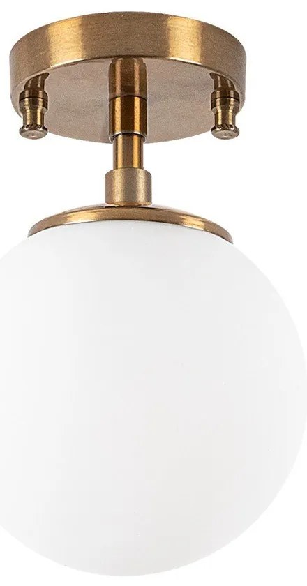 Plafoniera bianca/color ottone con paralume in vetro ø 15 cm Atmaca – Opviq lights