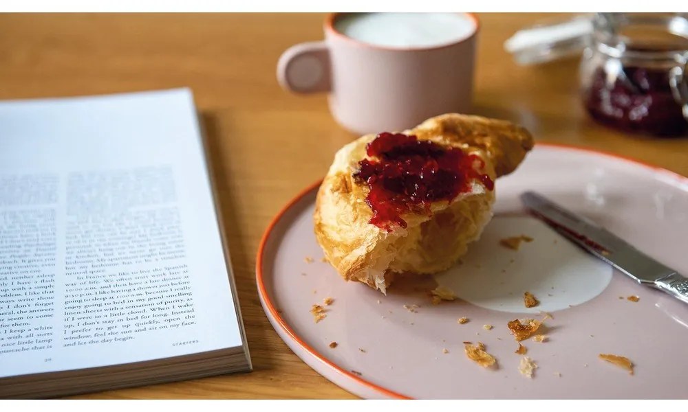 Set di tazze e piatti in gres rosa, 250 ml Greta - Remember