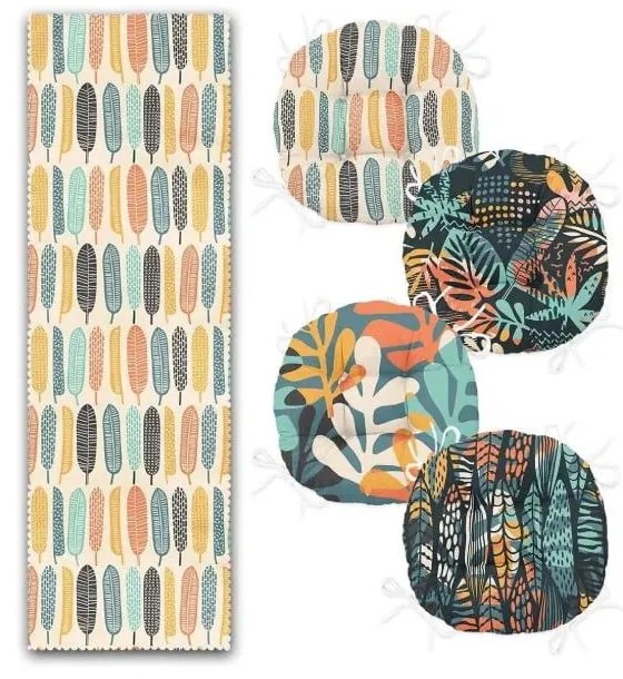 Set di runner e cuscini per sedie 5 pz Long Leaves – Mila Home