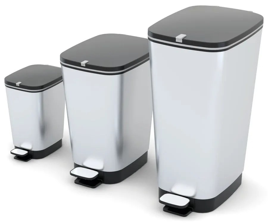 Cestino per la spazzatura argentato in plastica con pedale 45 l Chic Bin L – KIS