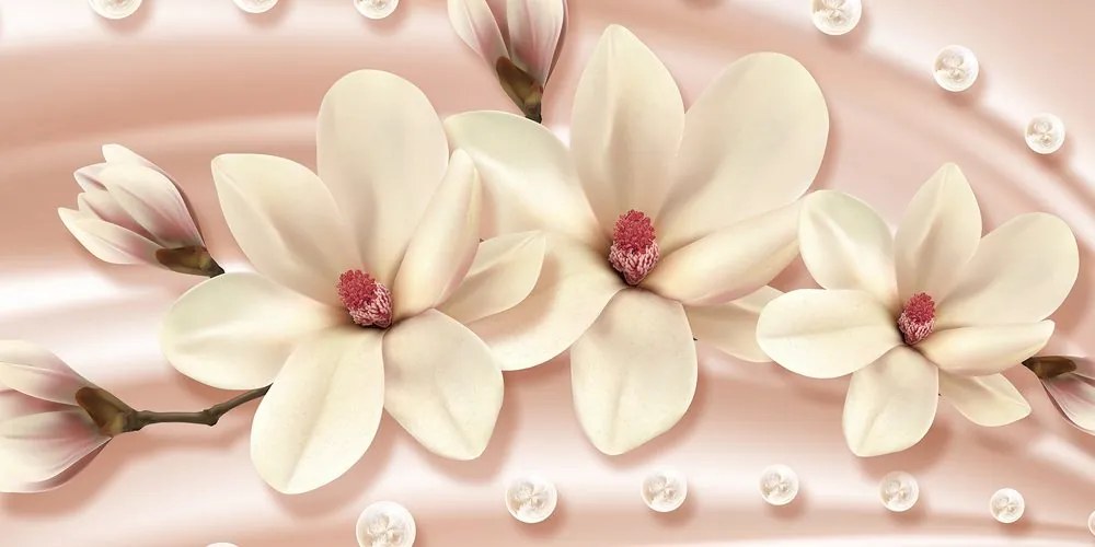 Quadro su tela – Magnolia di lusso con perle
