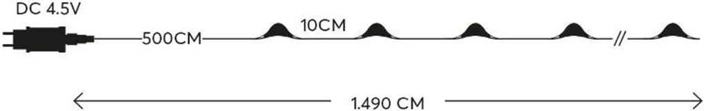 Mini LED 8 GIOCHI DI LUCE 15m Cavo ARGENTO IP44 Colore Bianco Freddo 7500 - 8500 °K