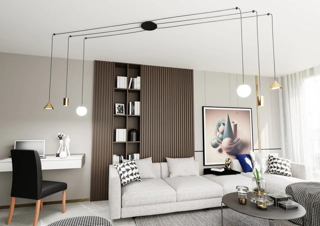 Lampadario a sospensione FUJI 6 Gold