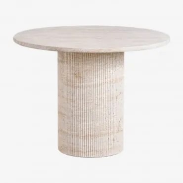 Tavolo Da Pranzo Rotondo Ø100 Cm In Cemento Effetto Travertino Velia Look Travertino - Sklum