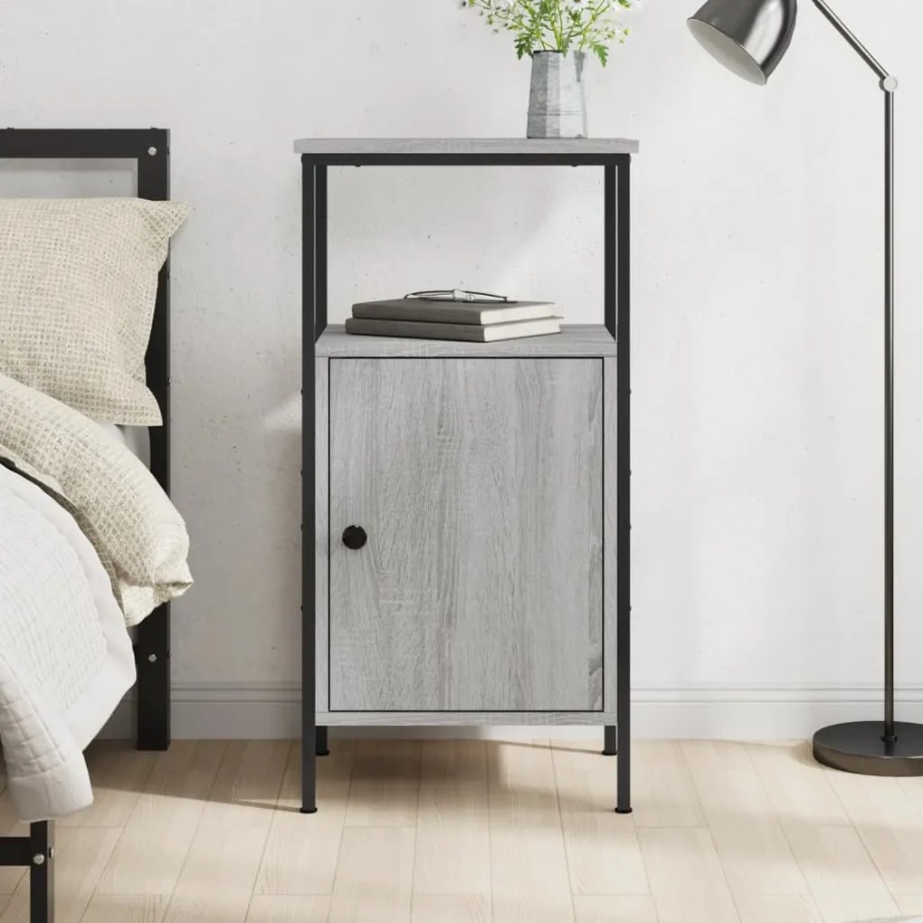Comodino Grigio Sonoma 41x31x80 Cm İn Legno Multistrato /