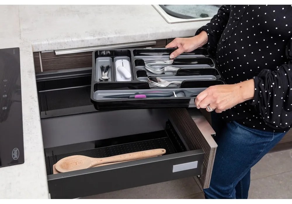 Credenza in plastica espandibile nera e grigia per cassetto 41,5 x 35 cm - Addis