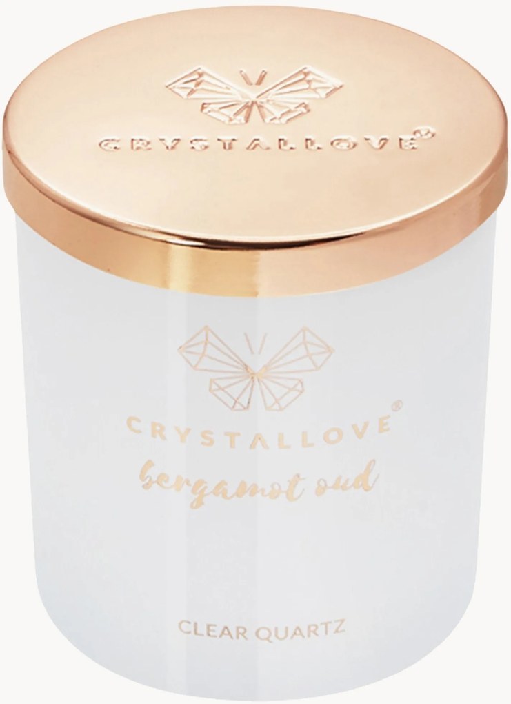 Candela in cera di soia al quarzo trasparente Crystallove (bergamotto e oud)