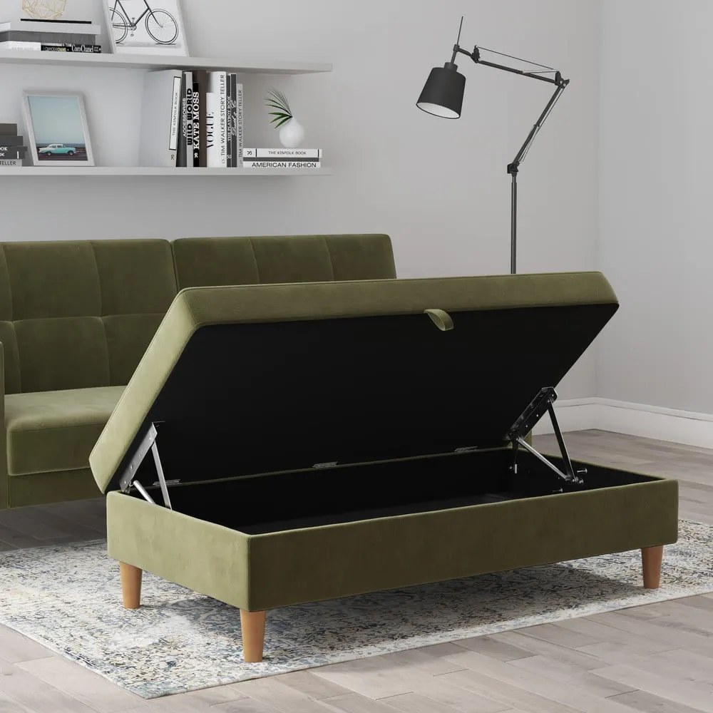 Poggiapiedi in velluto verde Lilly - Støraa