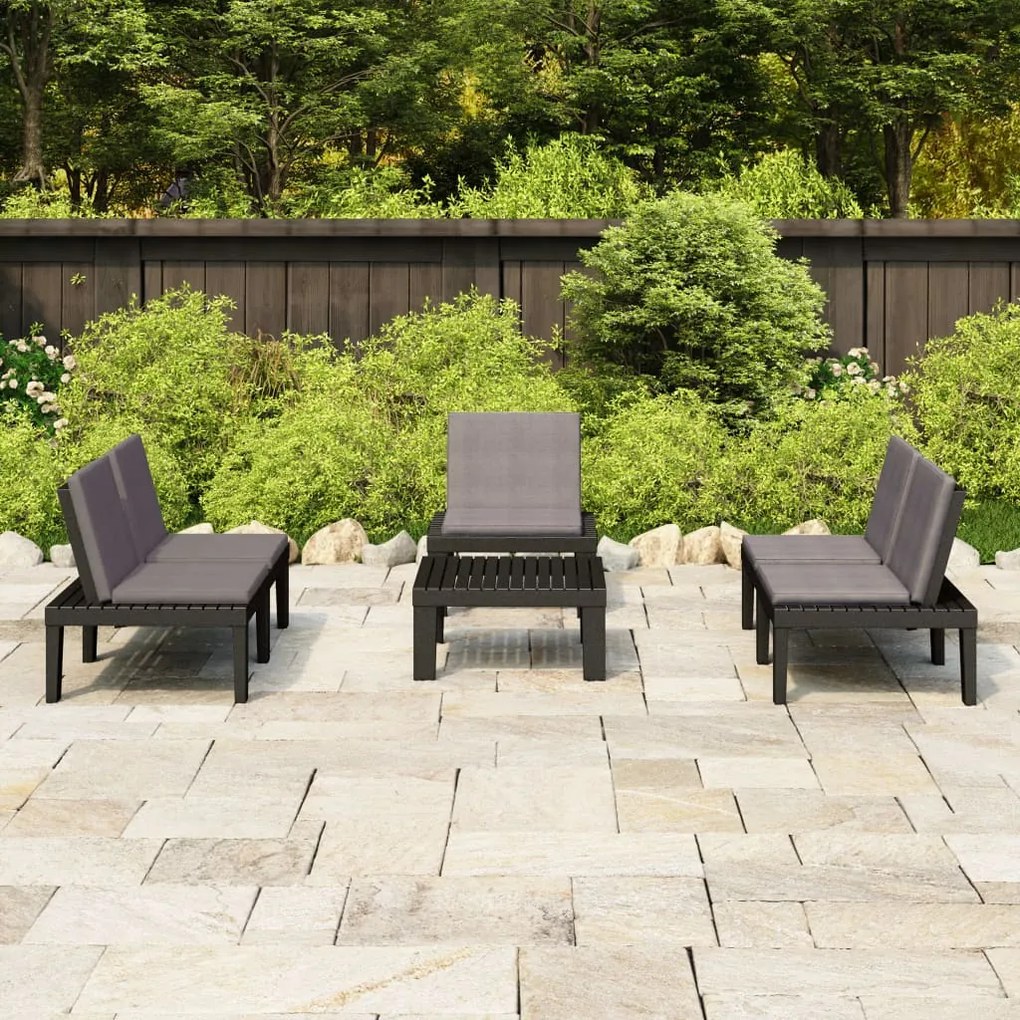 Set Divani Da Giardino Con Cuscini 4 Pz İn Plastica Grigio /