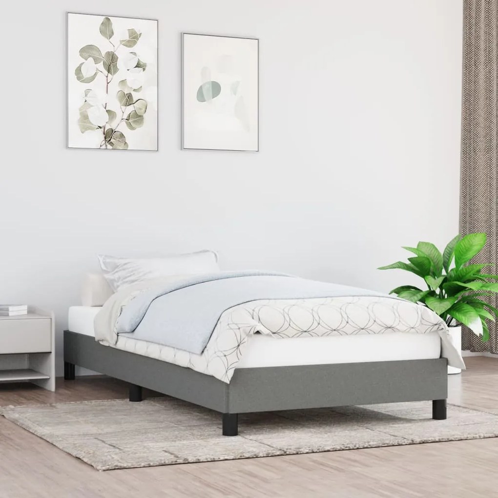 Giroletto Senza Materasso Grigio Scuro 90x200 Cm Tessuto /