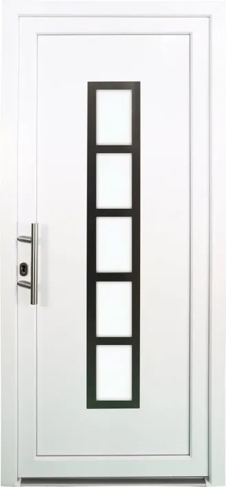 Portoncino d'ingresso 20011 con vetro L 90 x H 210 cm in PVC bianco, apertura spingere a destra, falso telaio non incluso