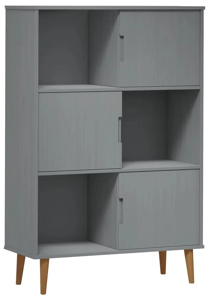Libreria molde grigia 90x35x133,5 cm in legno massello di pino