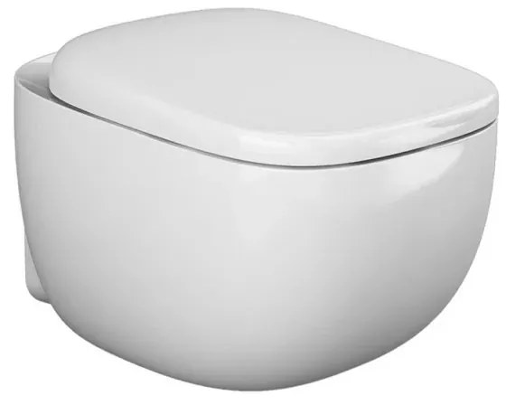 Coppia sanitari sospesi in ceramica con sedile soft-close bianco lucido Rak Illusion