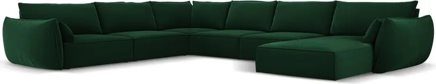 Divano angolare verde scuro (con penisola a sinistra/a U) con rivestimento in velluto Vanda – Mazzini Sofas