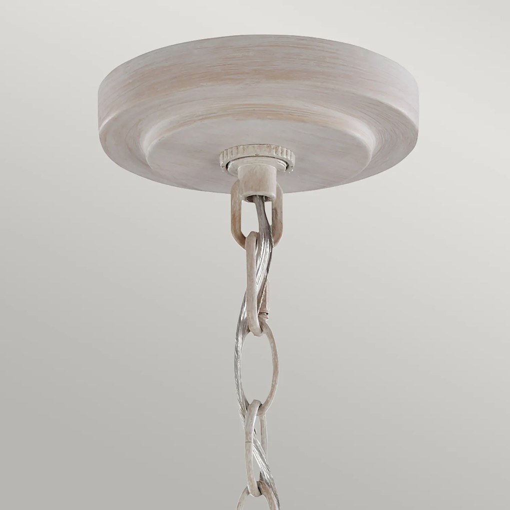 Lampadario Classico Hartsville Acciaio Gesso Slavato Legno Marrone 5 Luci E14