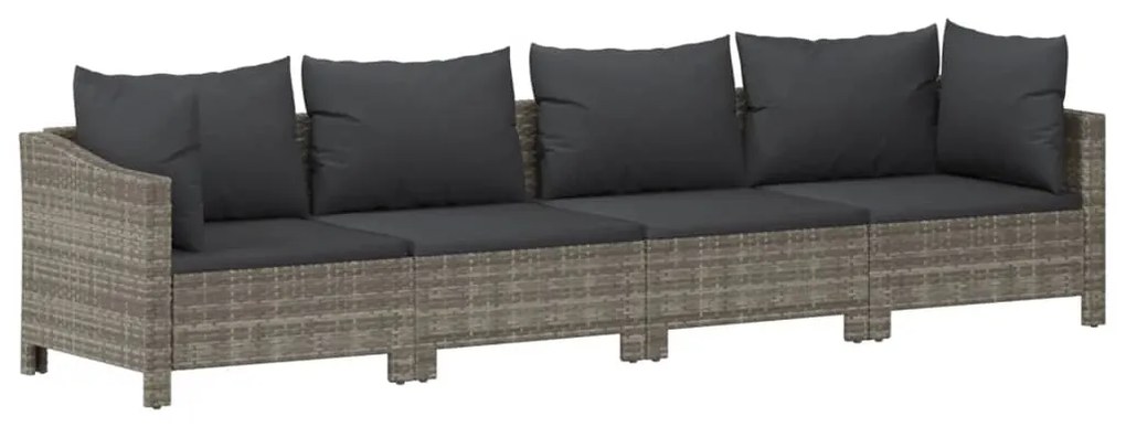 Set divani da giardino 5 pz con cuscini in polyrattan grigio