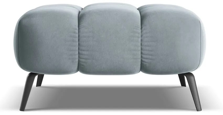 Poggiapiedi azzurro con rivestimento in velluto Nalu – Makamii