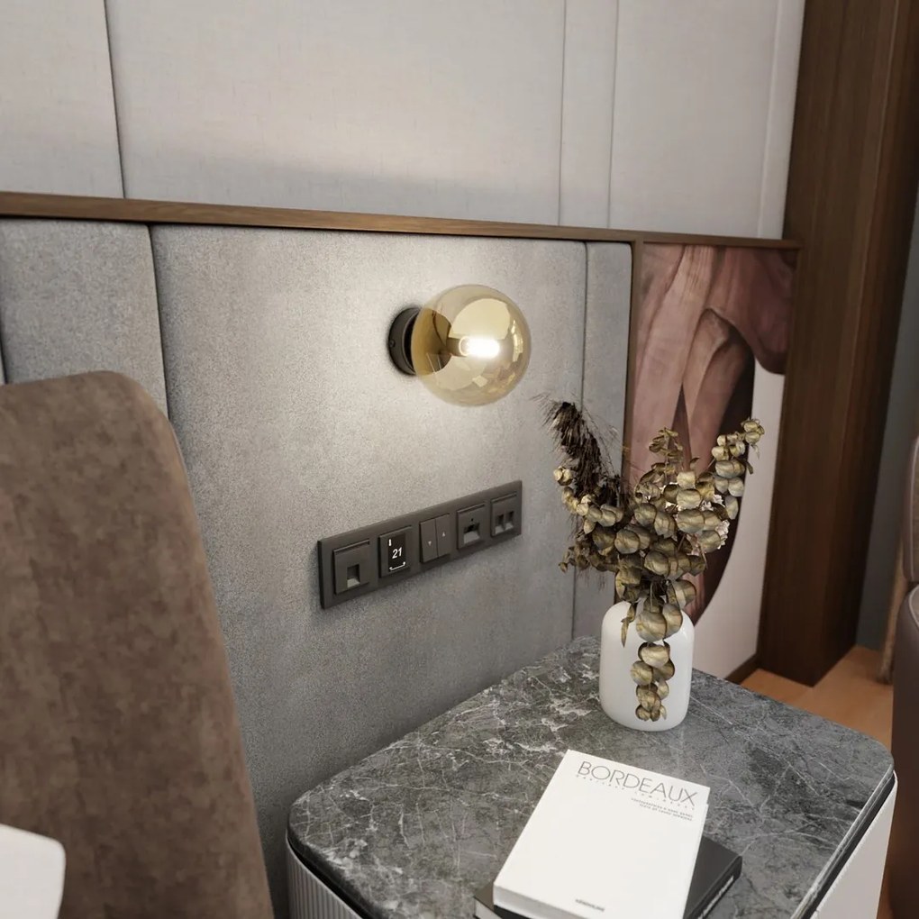 Lampada da Parete ROSSI K1 BL E14 GrafiteTrasparente Miele