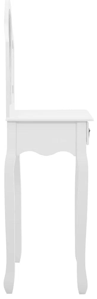 Tavolo da trucco e sgabello bianco 65x36x128 cm paulownia e mdf