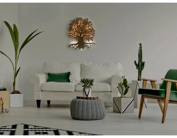 Li-Go 23673/DUB2 - Decorazione da parete LED 10W/5V 20000 mAh 45x55 cm rovere + telecomando