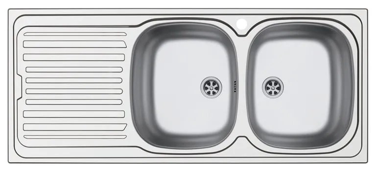 Lavello integrato 2 vasche in inox argento DELINIA Aurora L 50 x L 116 cm