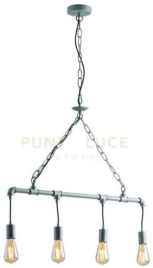 Lampadario a sospensione amarcord zincata 4 luci attacco e27 86x110cm