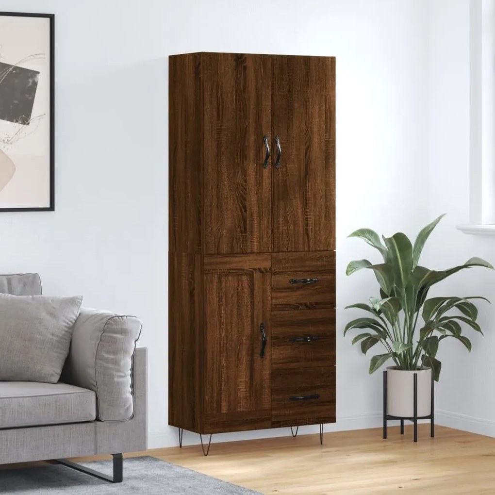 Credenza Rovere Marrone 69,5x34x180 Cm İn Legno Multistrato /