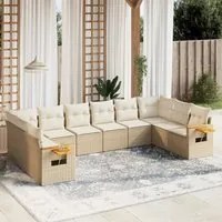 Set Divano da Giardino 10 pz con Cuscini Beige in Polyrattan 3259566