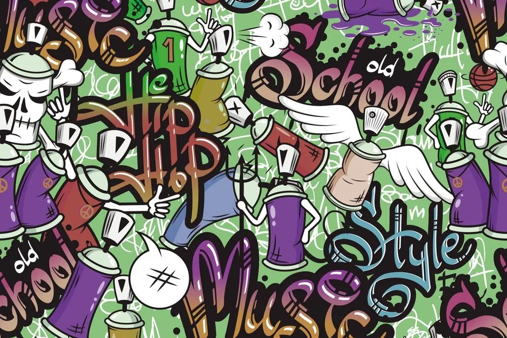 Carta da parati autoadesiva – Street art allegro in verde