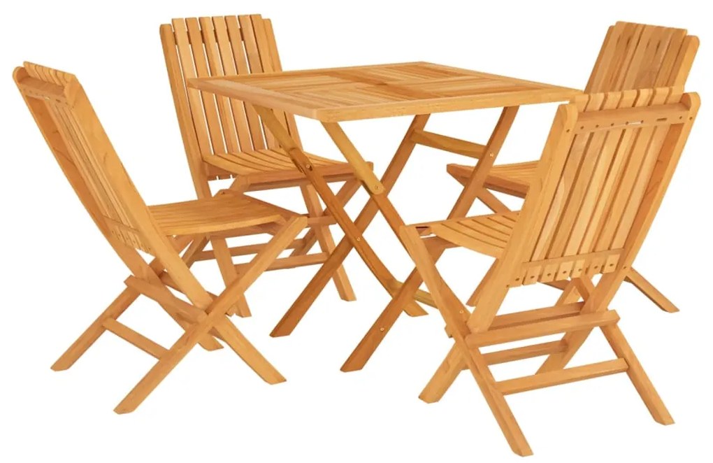 Set da pranzo per giardino 5 pz in legno massello di teak