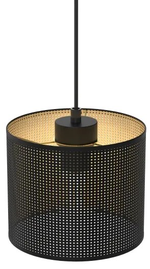 Lampadario a sospensione con filo LOFT SHADE 1xE27/60W/230V diametro 18 cm nero/oro