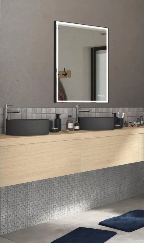 Specchio con illuminazione integrata bagno rettangolare SENSEA L 105 x H 90 x P 3.2 cm grigio / argento