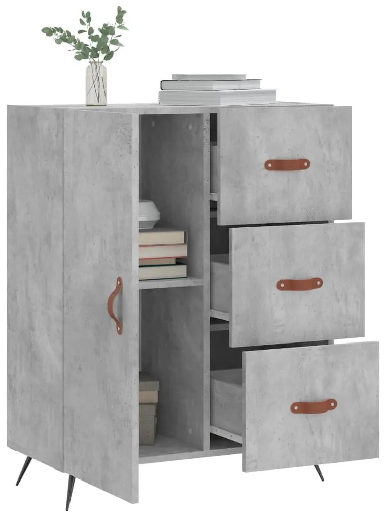 Credenza grigio cemento 69,5x34x90 cm in legno multistrato