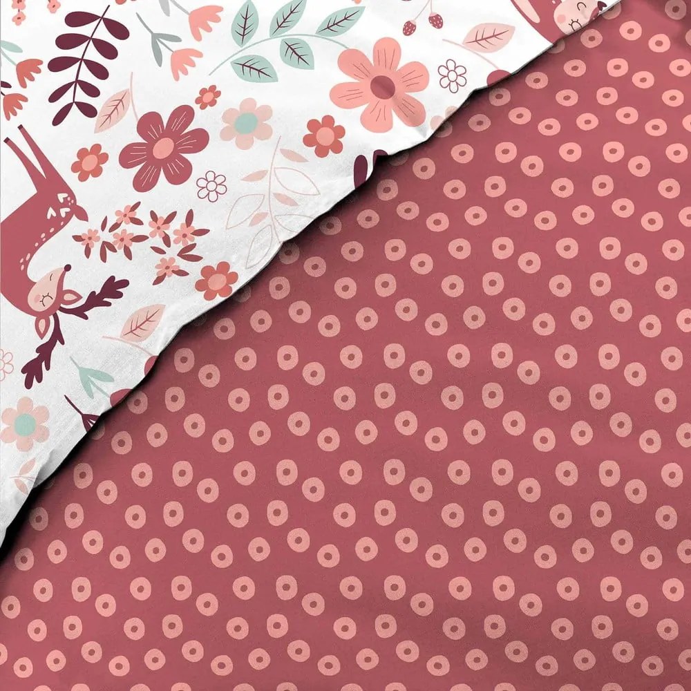 Set copripiumino e federa da bambini bianco/rosa in cotone per letto singolo 140x200 cm Bichette – douceur d'intérieur