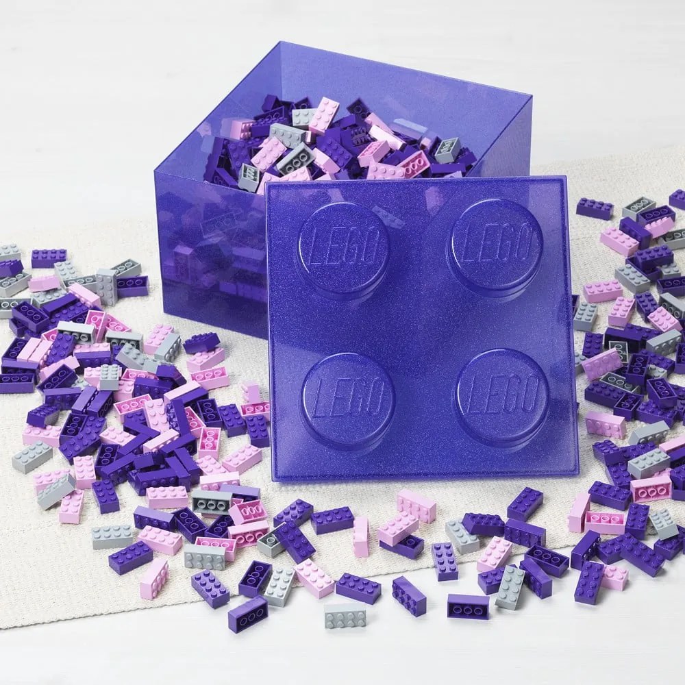 Scatola per bambini viola in plastica 25x25x18 cm – LEGO®