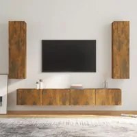 Set di Mobili Porta TV 4 pz Rovere Fumo in Legno Multistrato 3114211