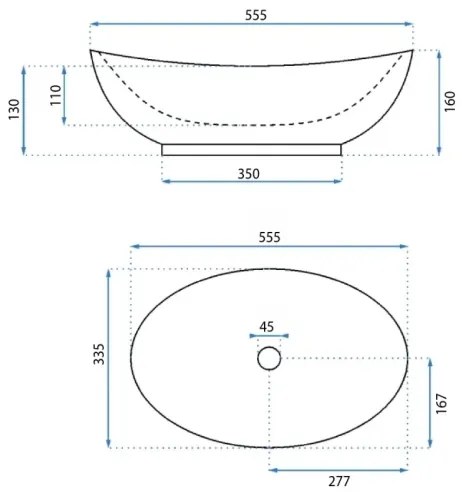 REA-U6801 - Lavabo da appoggio KATE 33,5x55,5 cm ceramica/bianco lucido