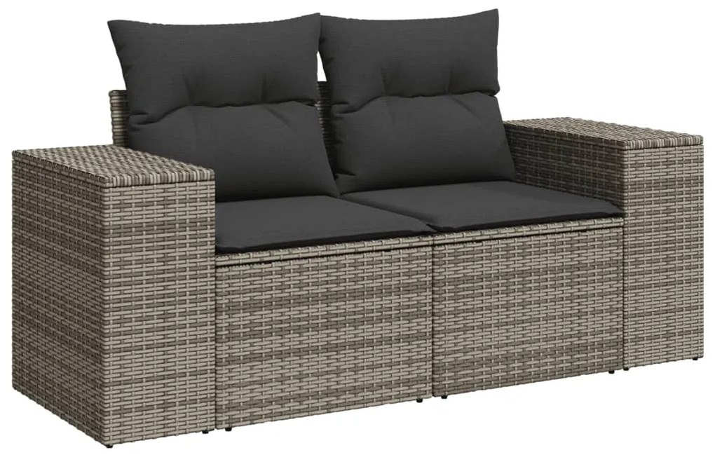 Set divano da giardino 5 pz con cuscini grigio in polyrattan