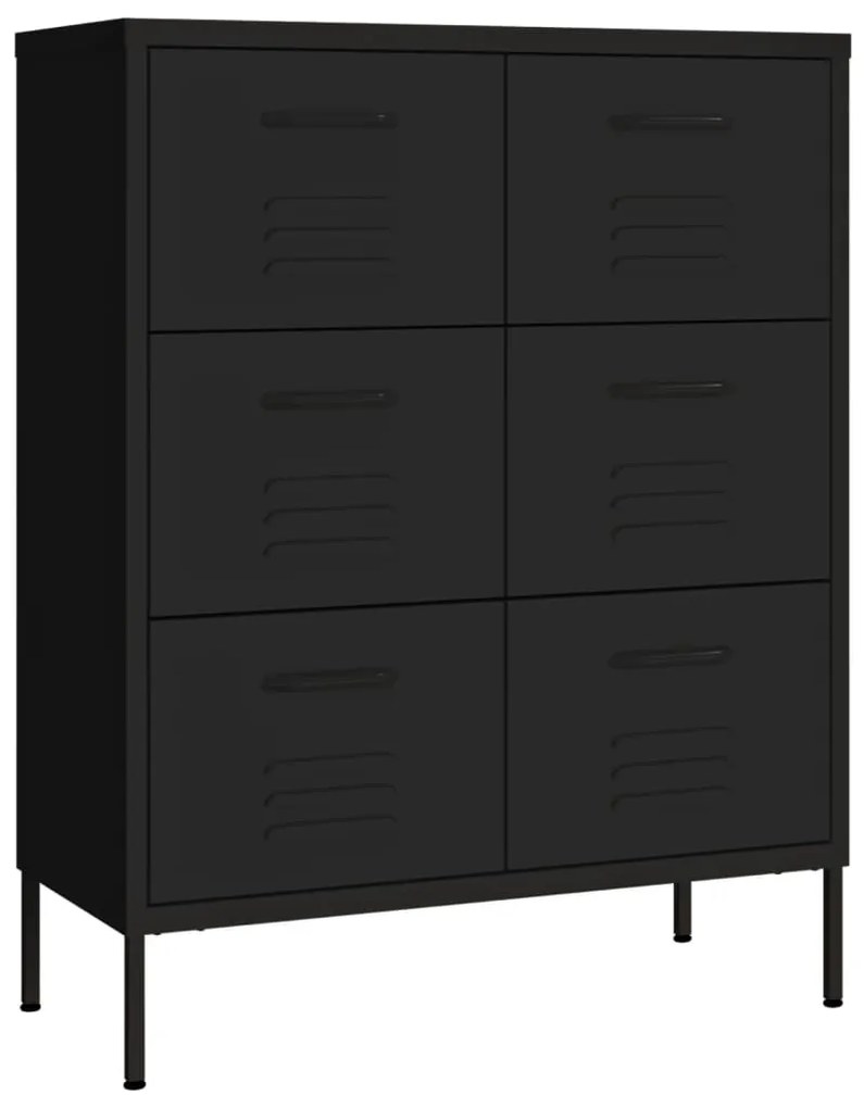 Cassettiera nera 80x35x101,5 cm in acciaio