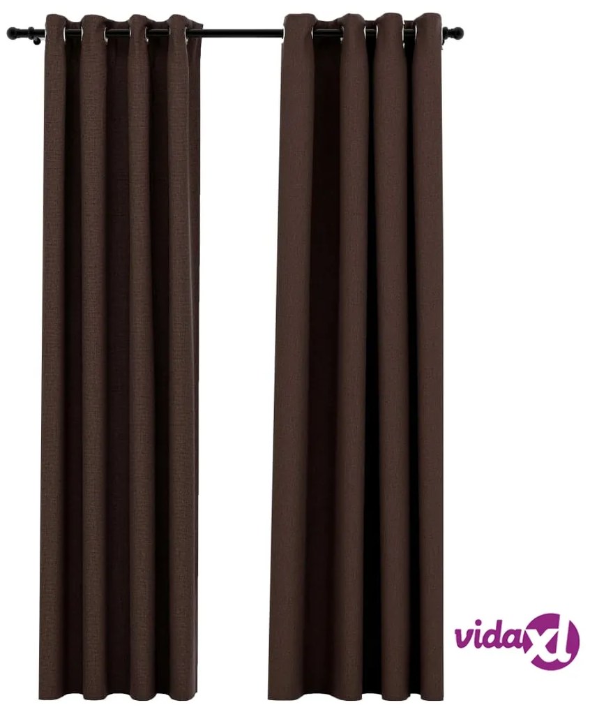 vidaXL Tende Oscuranti Effetto Lino con Occhielli 2pz Talpa 140x225cm