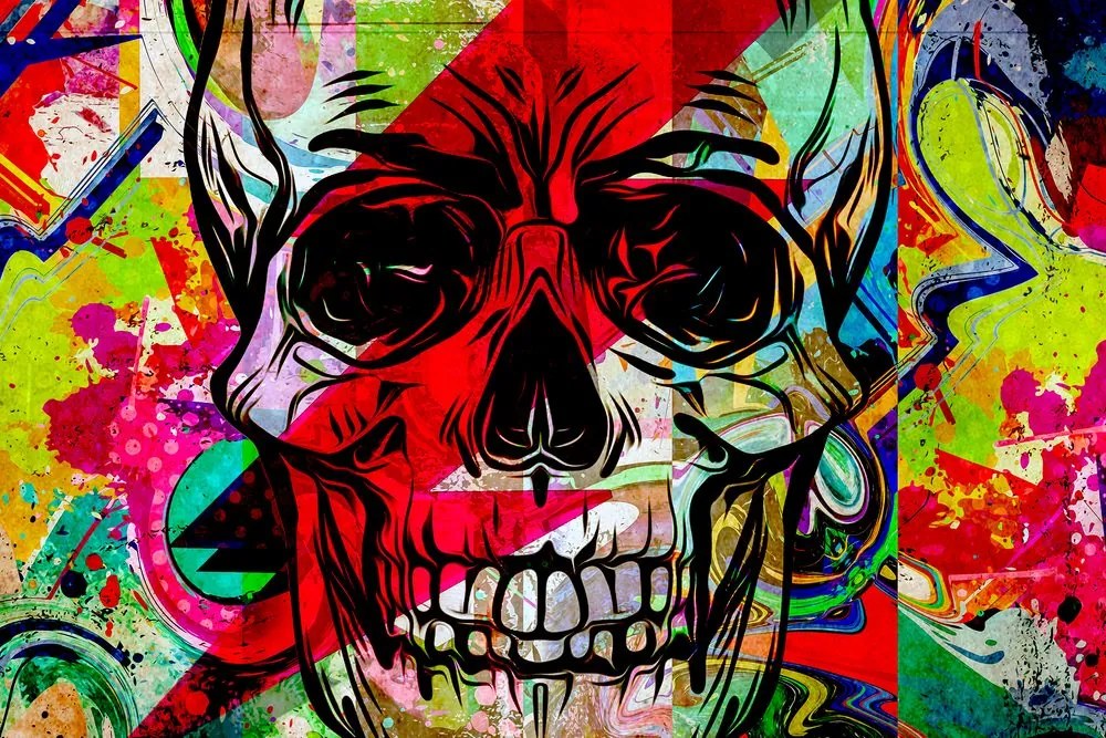 Quadro su tela – Teschio in versione graffiti