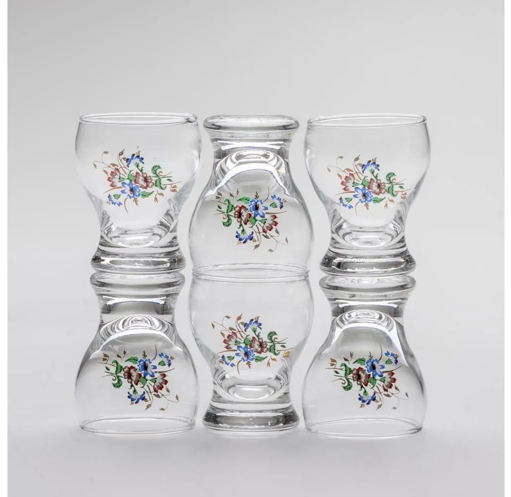 Set 6x bicchiere da liquore limpido - motivo floreale no 4