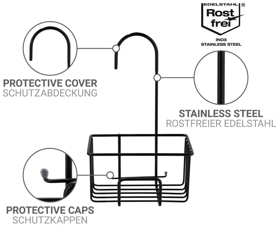Mensola da bagno da appendere nera in acciaio inox Milito – Wenko