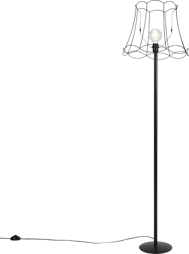 Lampada da terra nera con paralume a telaio Granny nero 45 cm - Simplo
