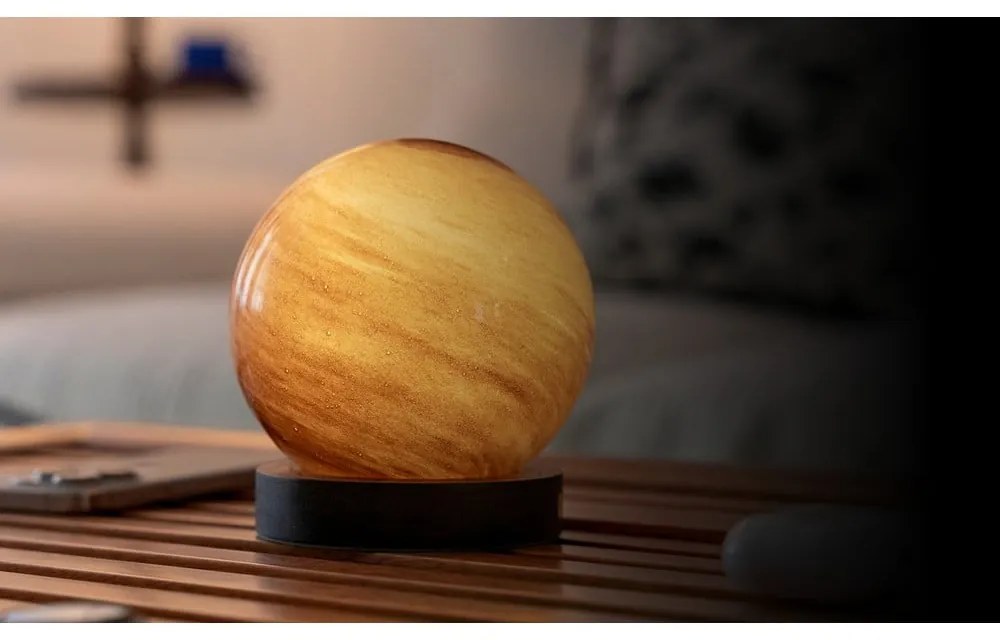 Decorazione luminosa marrone scuro con ricarica USB ø 12 cm Sand Storm – Gingko