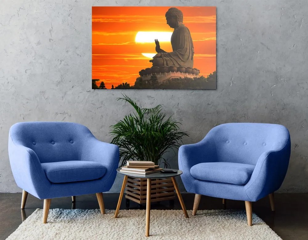 Quadro su tela – Statua di Buddha al tramonto