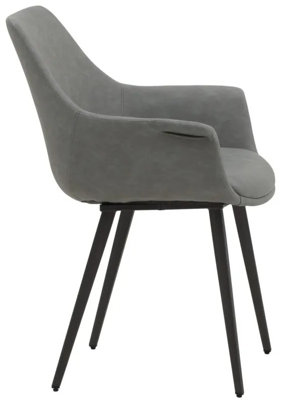 Set di sedie MIRASIERRA in similpelle grigio e gambe in metallo nero, con braccioli